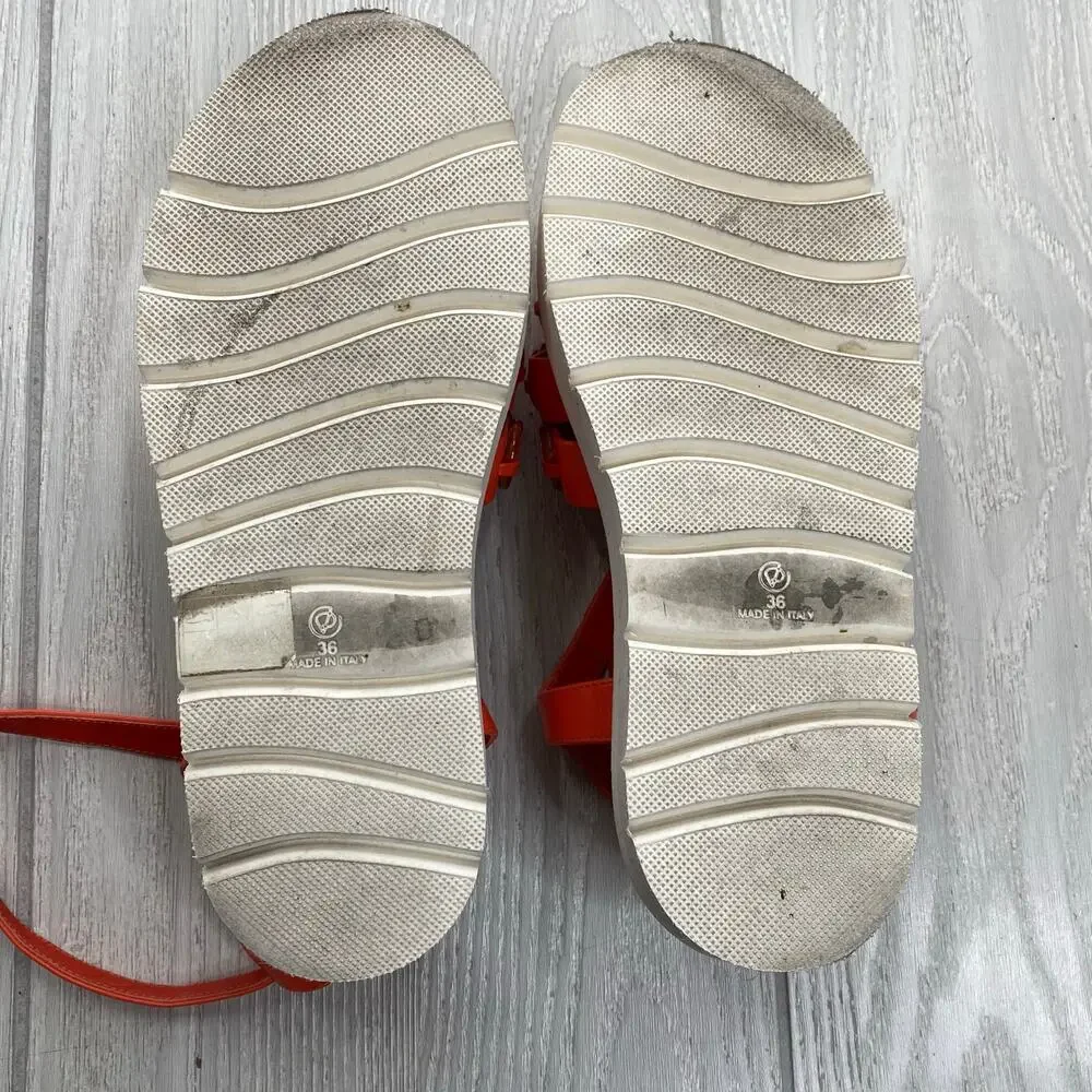 3.1 Philip Lim Women's Orange & White Noa Platform Sandals Size 36 US 6 - Picture 7 of 11